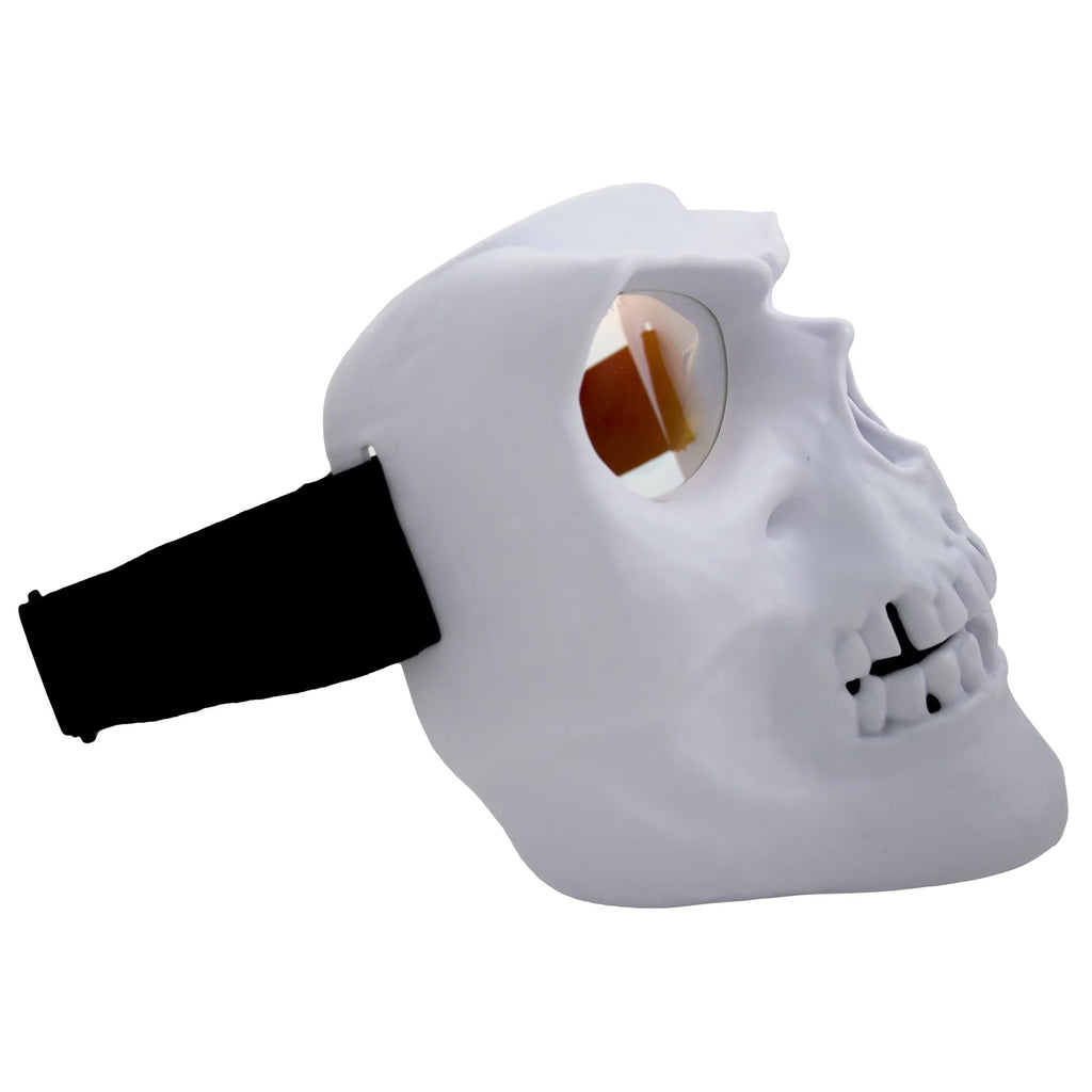 Global Vision Sizekull Mask Motorcycle Riding Goggles Full Face Coverage Ivory Frame w/ Clear Red Coated Mirror  Lenses