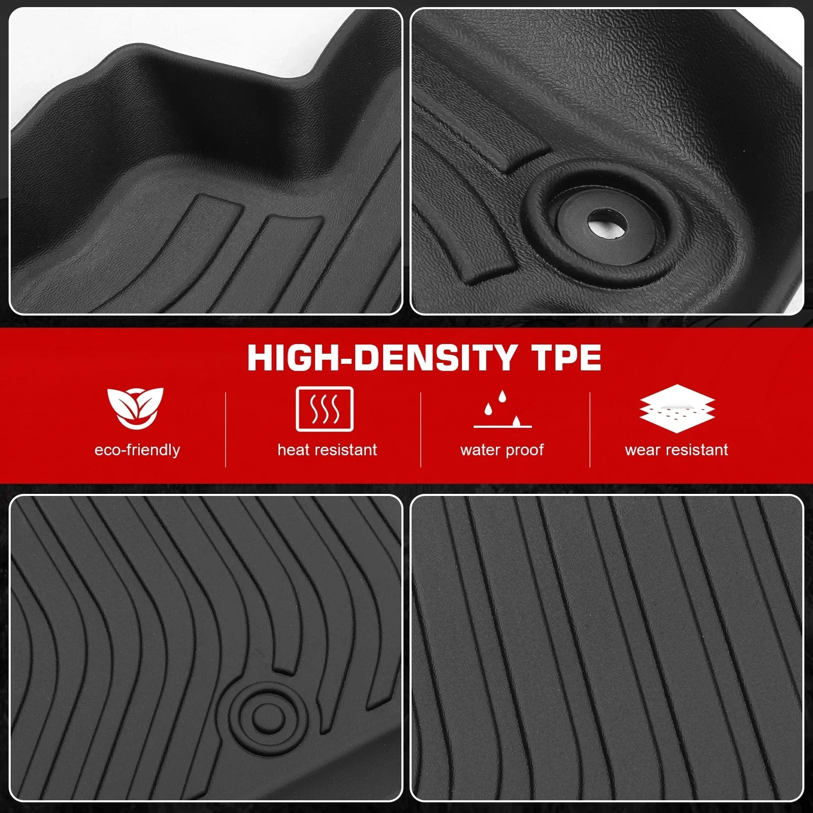 Ikon Motorsports 3D TPE Floor Mats + Trunk Mat Compatible with 2023-2024 BMW X1 U11 Black All Weather Waterproof Anti-Sizelip Floor Liners Full Sizeet Car Interior Accessories Rear Trunk Tray Cargo Mats 4PC