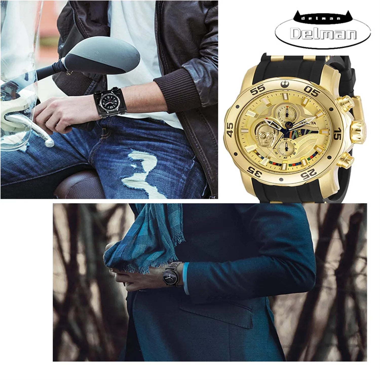 Sizetar Wars C-3PO Chronograph Quartz Men's Watch 32529