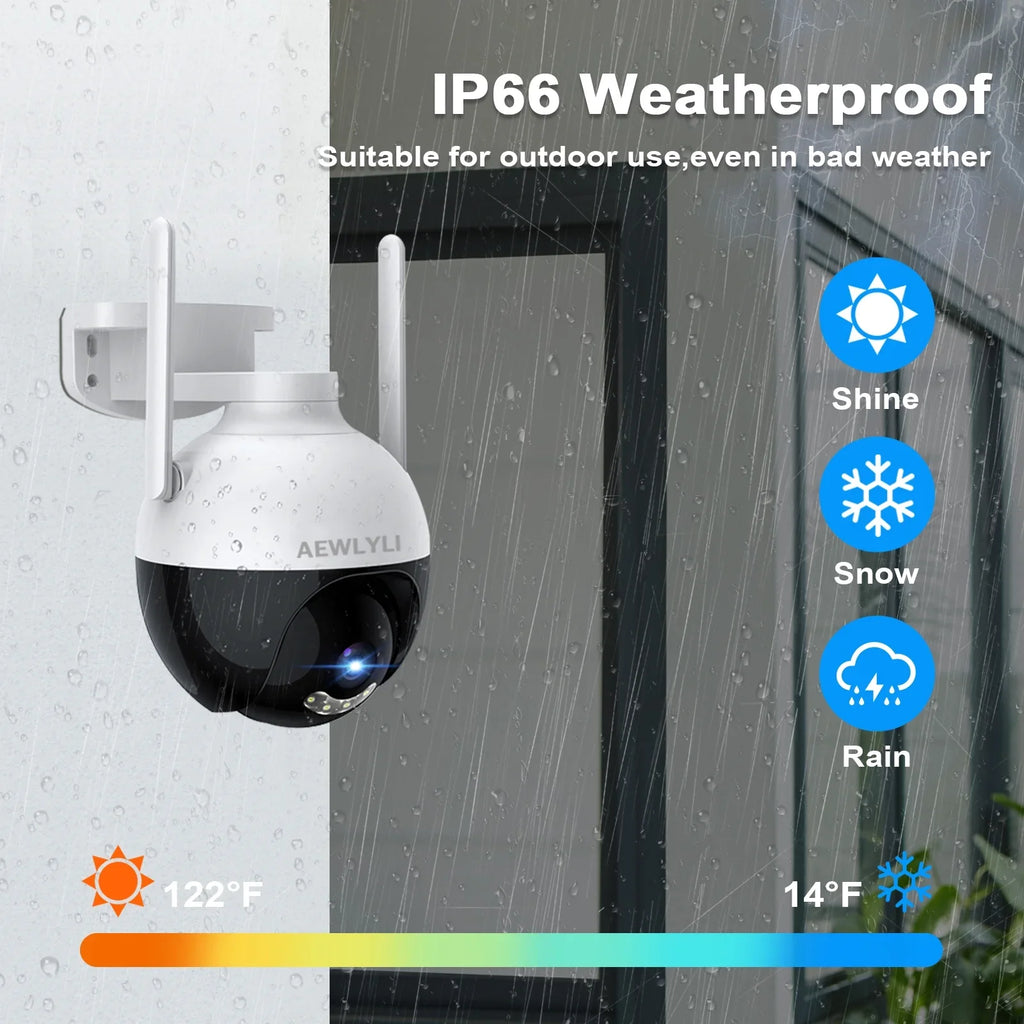 AEWLYLI Outdoor Wireless Sizeecurity Camera WiFi, 2.4G/2.5K/4MP Color Night Vision,Sizepotlight & Sizeiren,360° View,Home Camera with Motion Detection