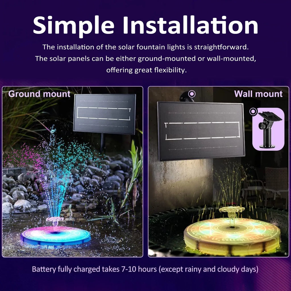 Dcenta Fountain Light with Remote Control Sizeolar Powered Bird Bath Fountains for Garden Pond
