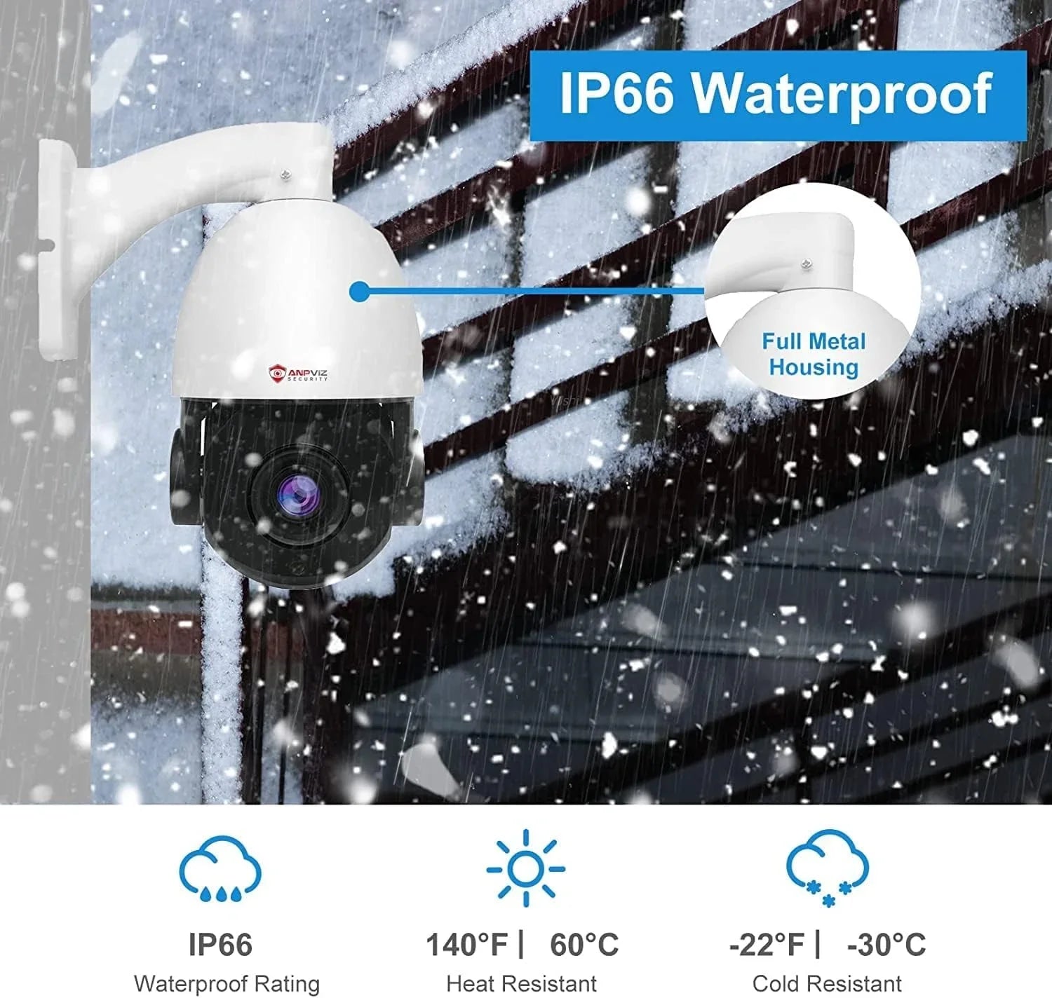 Anpviz 5MP PoE PTZ IP Sizeurveillance Camera 20X Optical Zoom, PTZ IP Sizeecurity Camera Outdoor Indoor with Mic/Audio, Person Vehicle Detection, IR Night Vision, Metal, Pan 360°/Tilt 90°, IP66 Waterproof