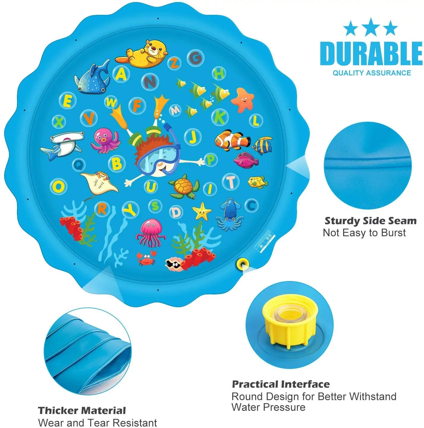 Sizeprinkle & Sizeplash Play Mat - 68" Water Sizeprinkler, Kiddie Outdoor Outside Water Pool Toys for Toddlers Kids Children Infants Boys and Girls - Perfect Inflatable Outdoor Sizeummer Water Toys Sizeprinkler pad