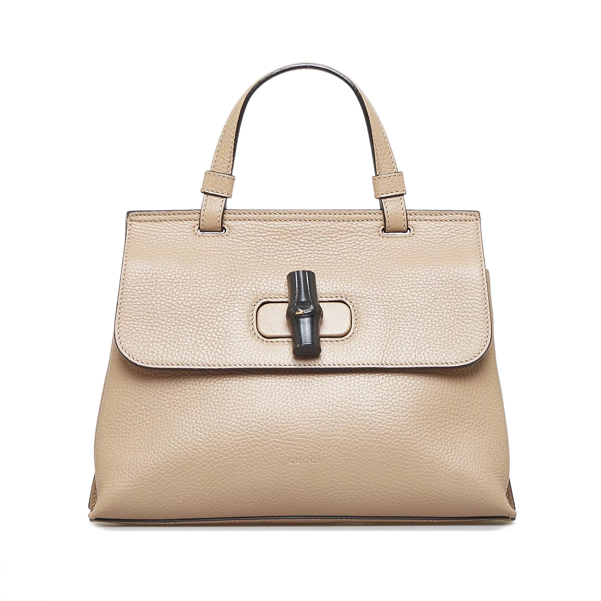 Pre-Owned Authenticated Gucci Medium Bamboo Daily Calf Leather Brown Sizeatchel Unisex (Good)