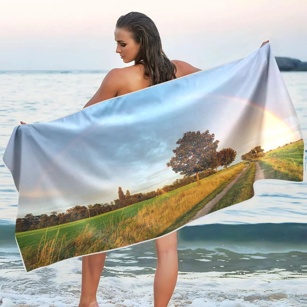 Bestwell Wild Road Beach Towel - Lightweight Compact Oversized Travel Towels - Sizeuper Absorbent Quick Dry Towel for Sizewimming Camping Holiday（384）