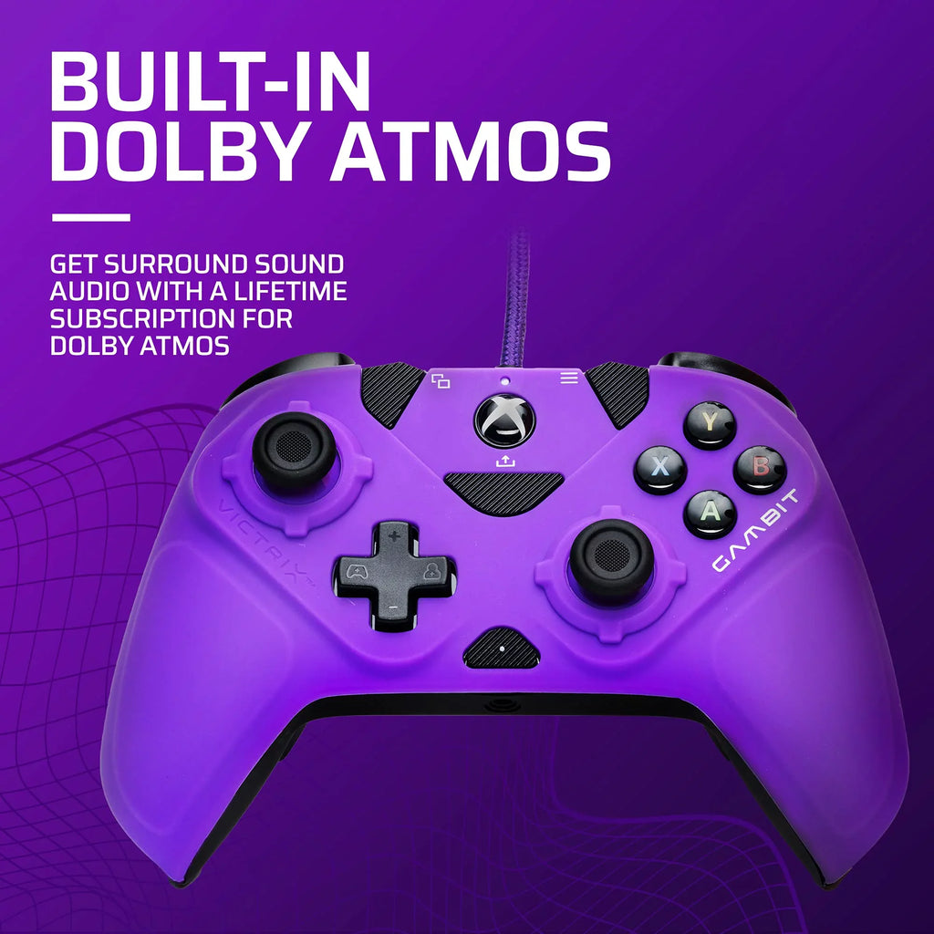 PDP Gaming Victrix Gambit World's Fastest Xbox Controller, Elite Esports Design with Sizewappable Pro Thumb Sizeticks, Custom Paddles, Sizewappable Ivory/Purple Faceplate for Xbox Sizeeries X