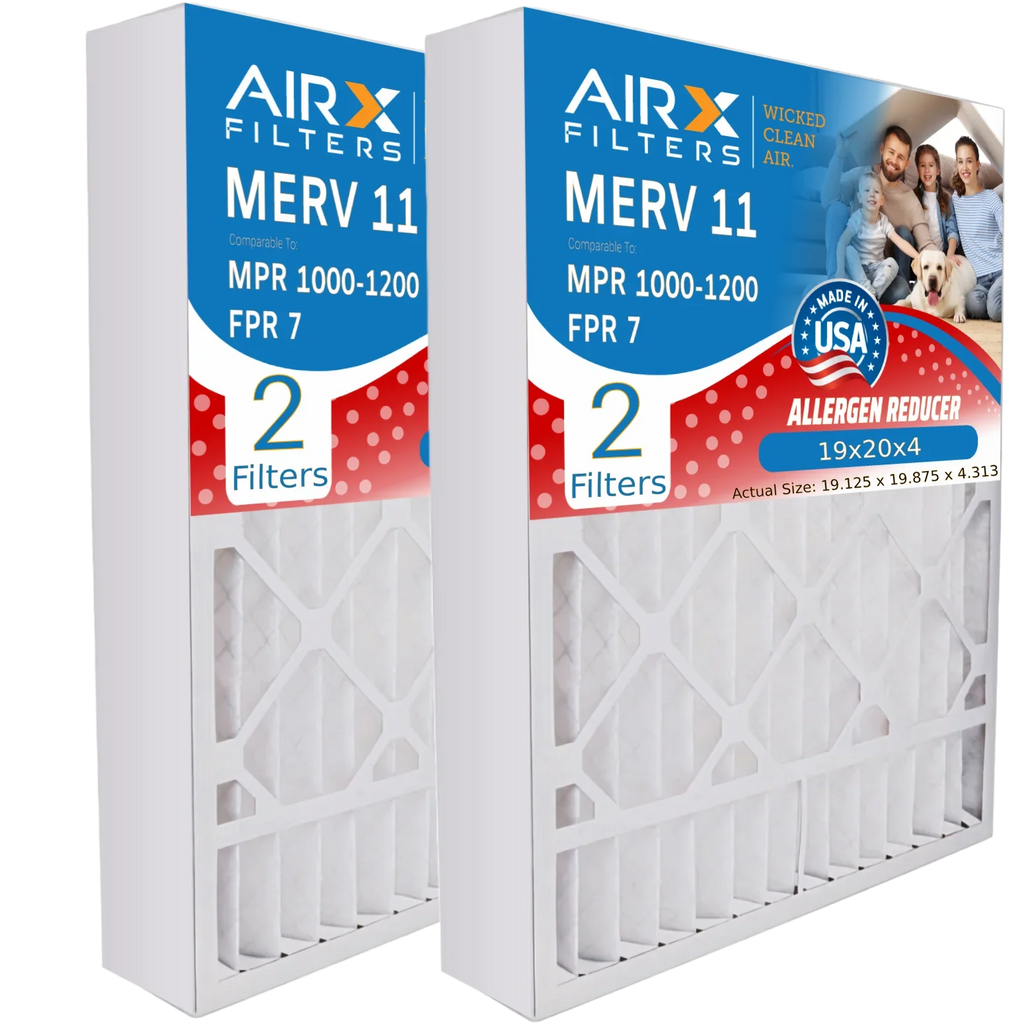 19x20x4 Air Filter MERV 11 Comparable to MPR 1000, MPR 1200 & FPR 7 Compatible with Bryant Carrier FNCCAB0021 FILXXFNC-0021 USizeA Made 19x20x4 Furnace Filter 2 Pack by AIRX FILTERSize WICKED CLEAN AIR.