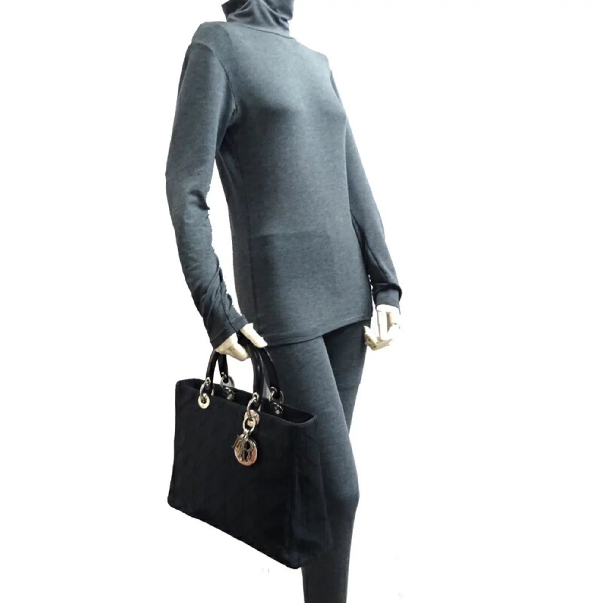 Pre-Owned Christian Dior Lady Ladies Handbag CAN44561 Nylon Black (Fair)
