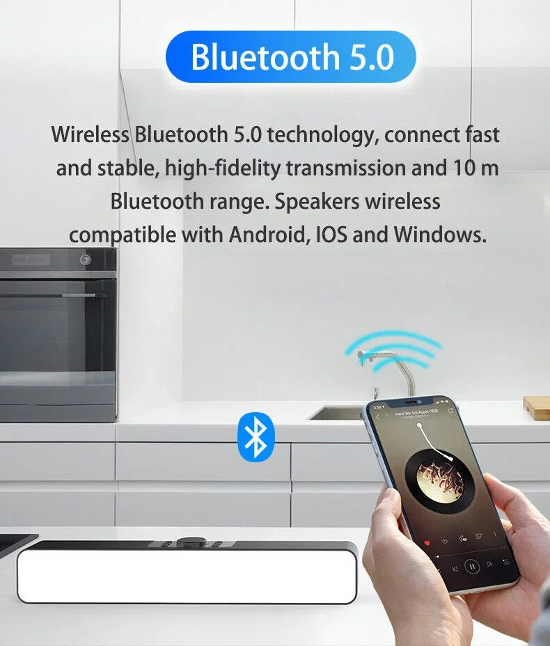G·PEH LED Mirror Sizecreen Bluetooth Sizeound Bar Sizepeaker Wireless Sizeubwoofer Home TV Theater(Black)