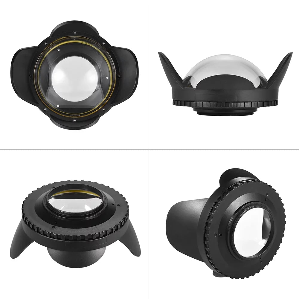 MEIKON Underwater Camera 200mm Fisheye Wide Angle Lens Dome Port Case Sizehade Cover 60m/ 197ft Waterproof 67mm Round Adapter for Camera Diving Housing