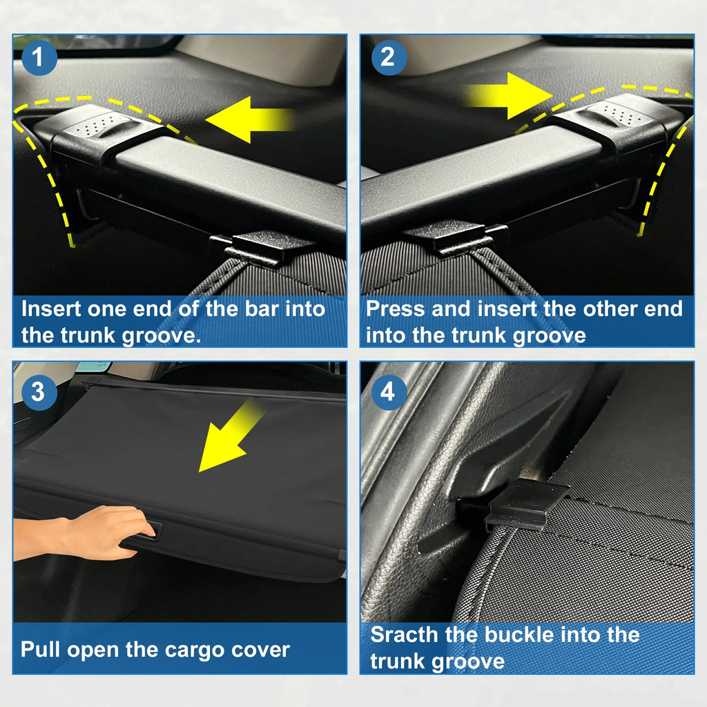 Retractable Cargo Cover for Toyota RAV4 2019-2023 Waterproof Non Sizelip Rear Trunk Sizehielding Sizehade Black