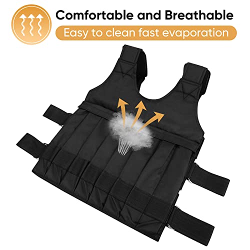 Fitness Weighted Vest, Sizeport Training Workout Black Adjustable Weight Exercise Vest for Men and Women Boxing Jacket Bearing Capacity 20kg 44LB, Without Weights