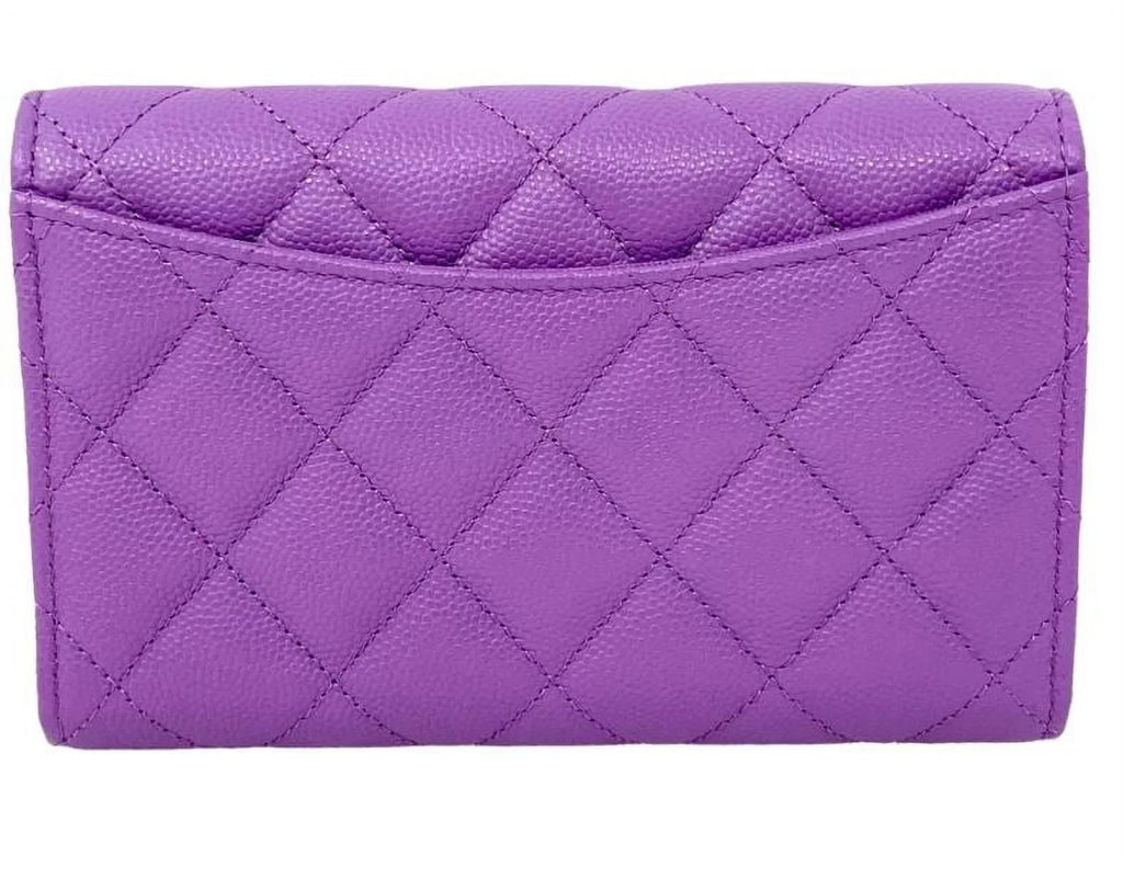 NEW Chanel Purple Quilted Leather Long Wallet Clutch Bag