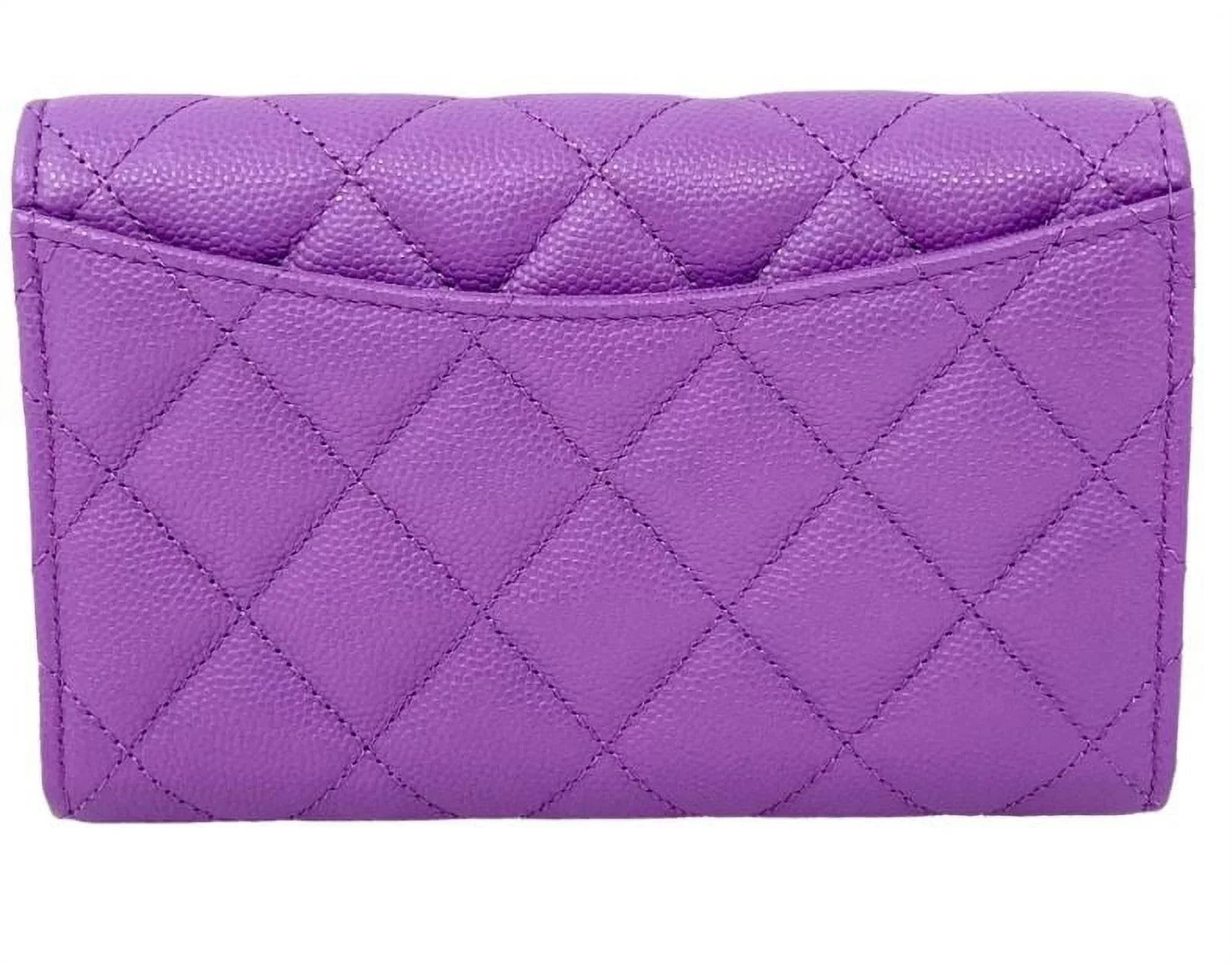 NEW Chanel Purple Quilted Leather Long Wallet Clutch Bag