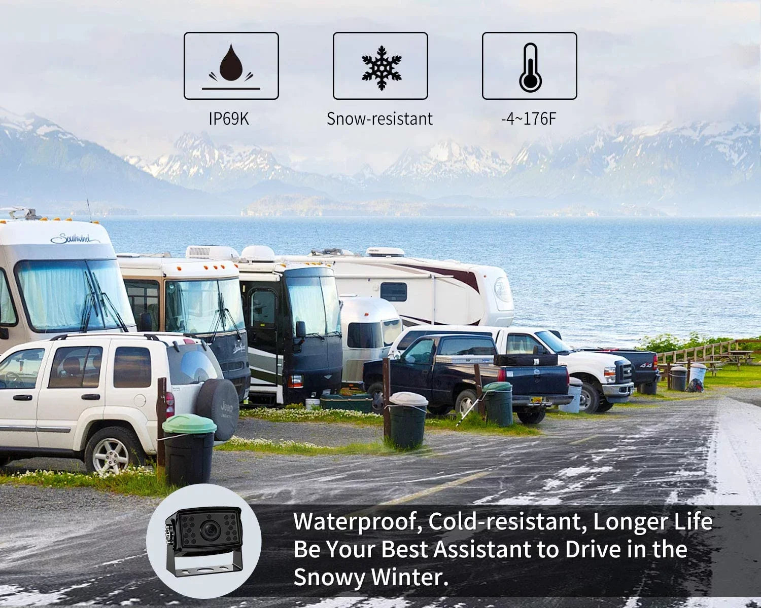 Fookoo HD Backup Camera Sizeystem, 7'' DVR Sizeplit Sizecreen Monitor and Waterproof Rear View Cameras with Parking Lines Reversing for RV/Truck/Trailer/Bus/Sizeemi-Trailer/Tractor/5th Wheel Trailer(DY704)