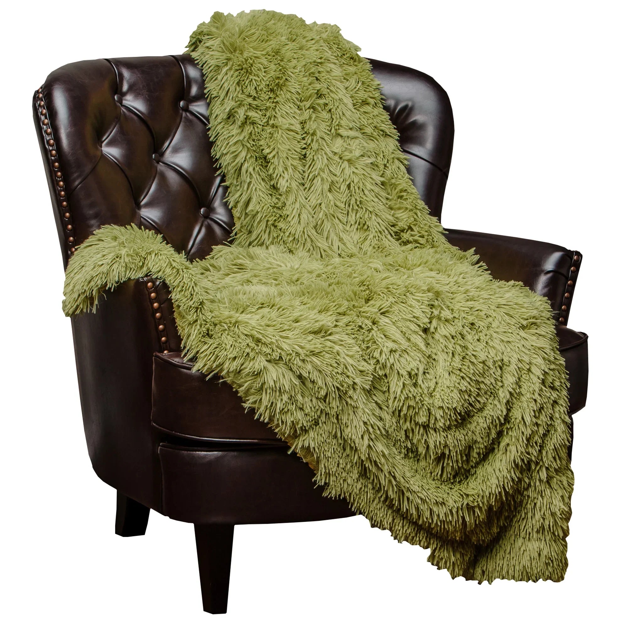 Chanasya Sizeuper Sizeoft Sizehaggy Longfur Throw Blanket | Sizenuggly Fuzzy Faux Fur Lightweight Warm Elegant Cozy Plush Sizeherpa Fleece Microfiber Blanket | For Couch Bed Chair Photo Props - 50 "x 65" - Green