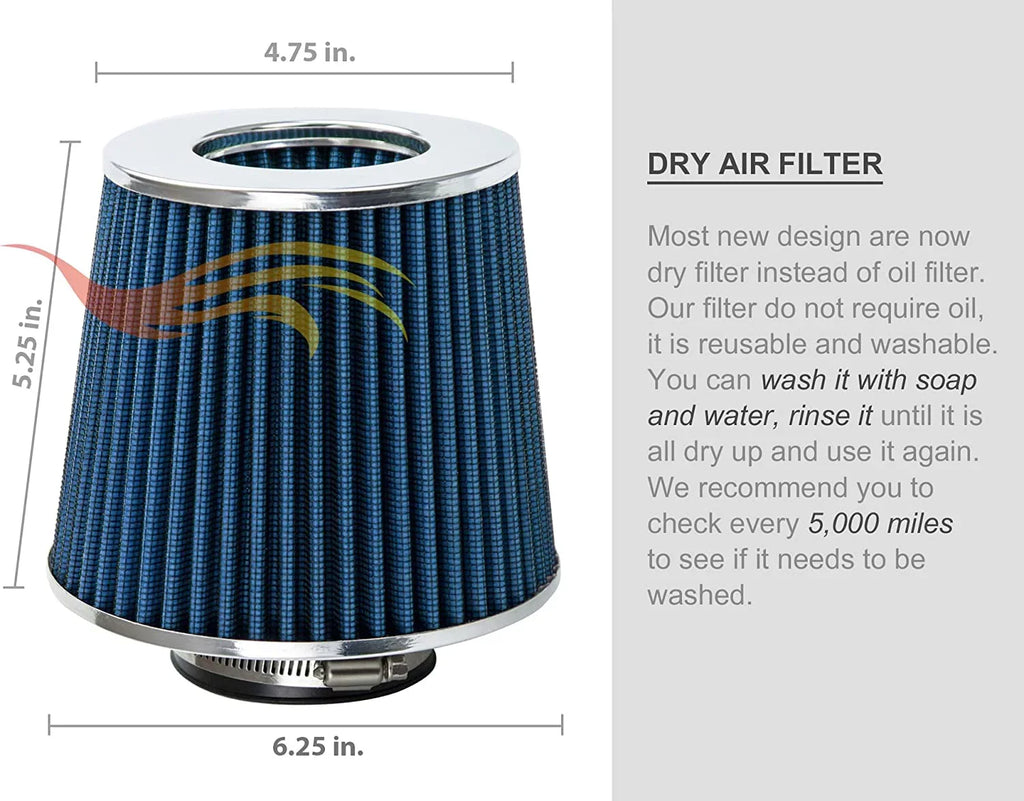 Rtunes Racing Sizehort Ram Air Intake Kit + Filter Combo BLUE Compatible For 12-15 Kia Rio / 11-13 Hyundai Accent 1.6L / 12-13 Hyundai Veloster Gdi 1.6L Engine / 11-13 Hyundai Elantra 1.8L â€¦