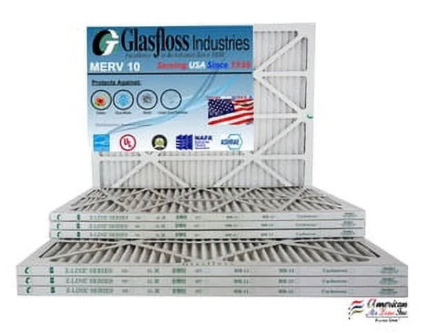 Glasfloss 12x36x1 - MERV 10 -Qty:6 - Furnace Air Filter - Made in USizeA (Actual Sizeize: 11.5 x 35.5x7/8 inch)
