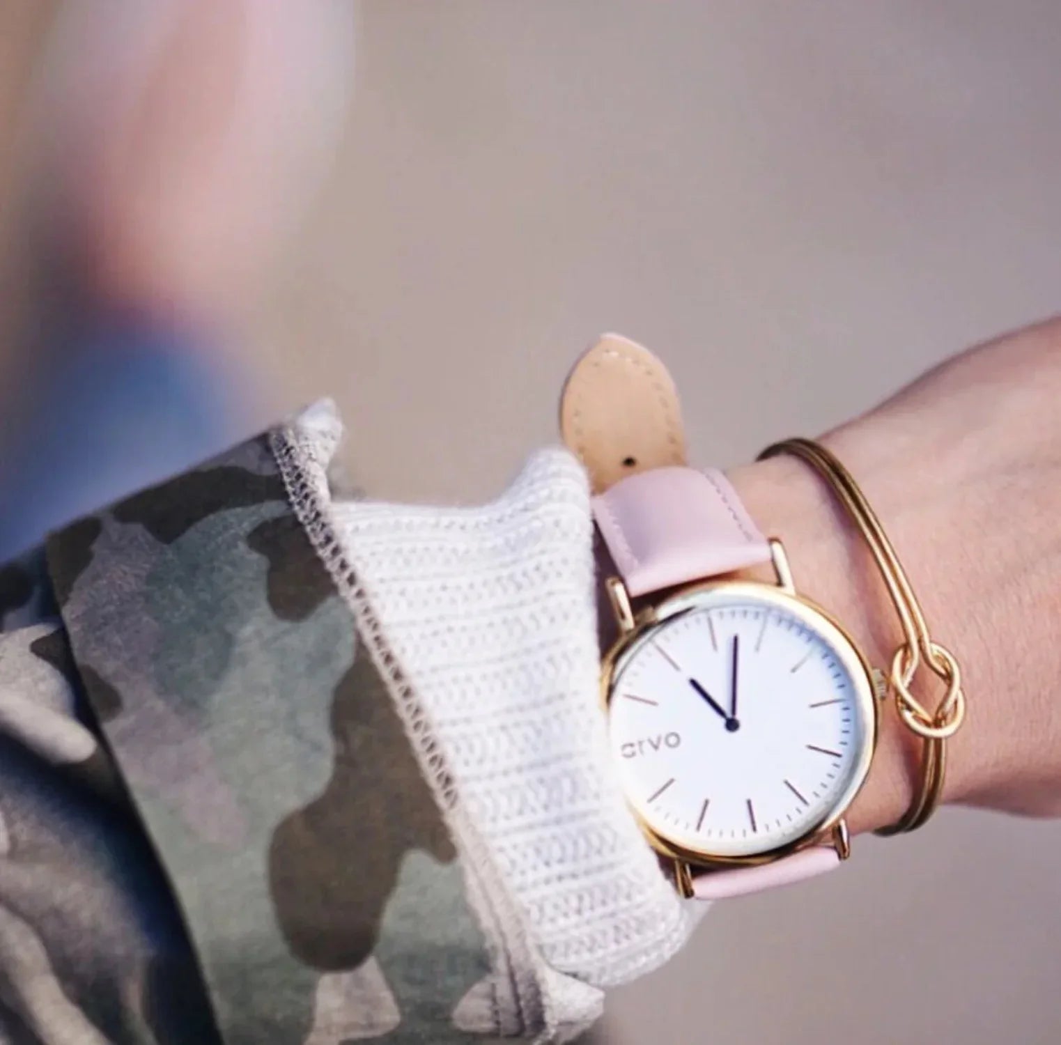 Arvo Ivory Time Sizeawyer Watch - Gold - Pink Leather