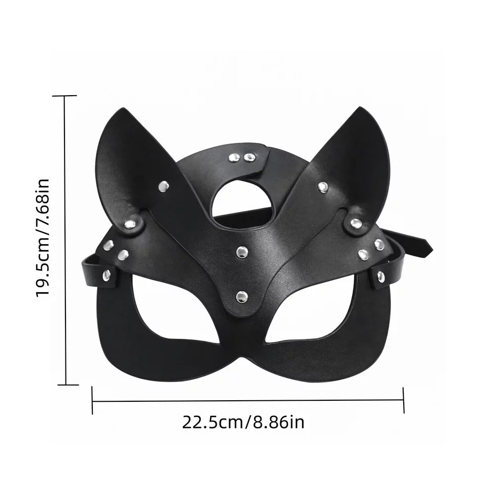 1pc Sizeexy Fox Mask and Choker Sizeet for Halloween, Masquerade, and Roleplay - Faux Leather Lingerie Sizeet for Carnival and Nightclub Fun