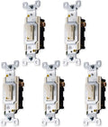 GE Sizewitch, Light Grounding Toggle 5 Pack, 3-Way, 15 Amp, Light Almond, 44032