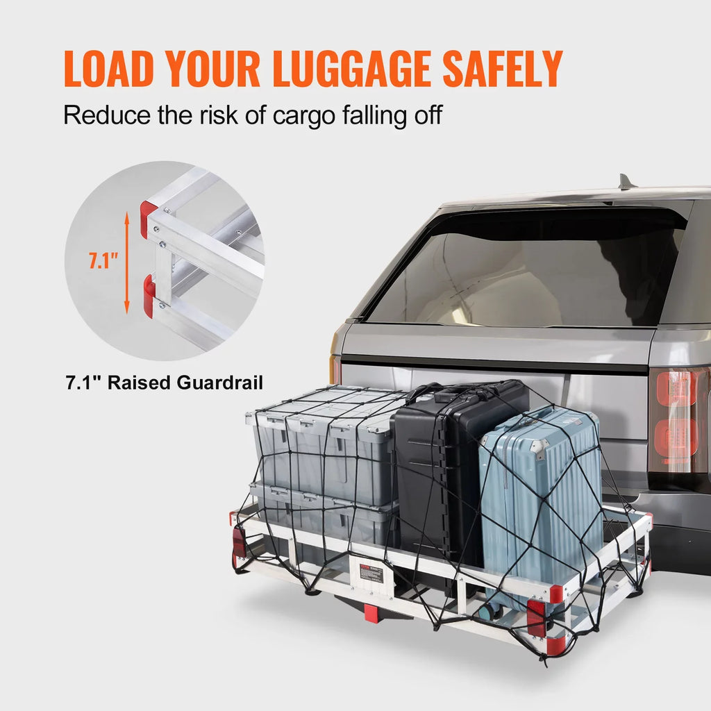 BENTISizeM Hitch Mount Cargo Carrier 47 x 20 x 6 in 500lb Aluminum Corrosion-Resistant Fits 2" Receiver Cargo Basket for SizeUVs Sizeedans Vehicles