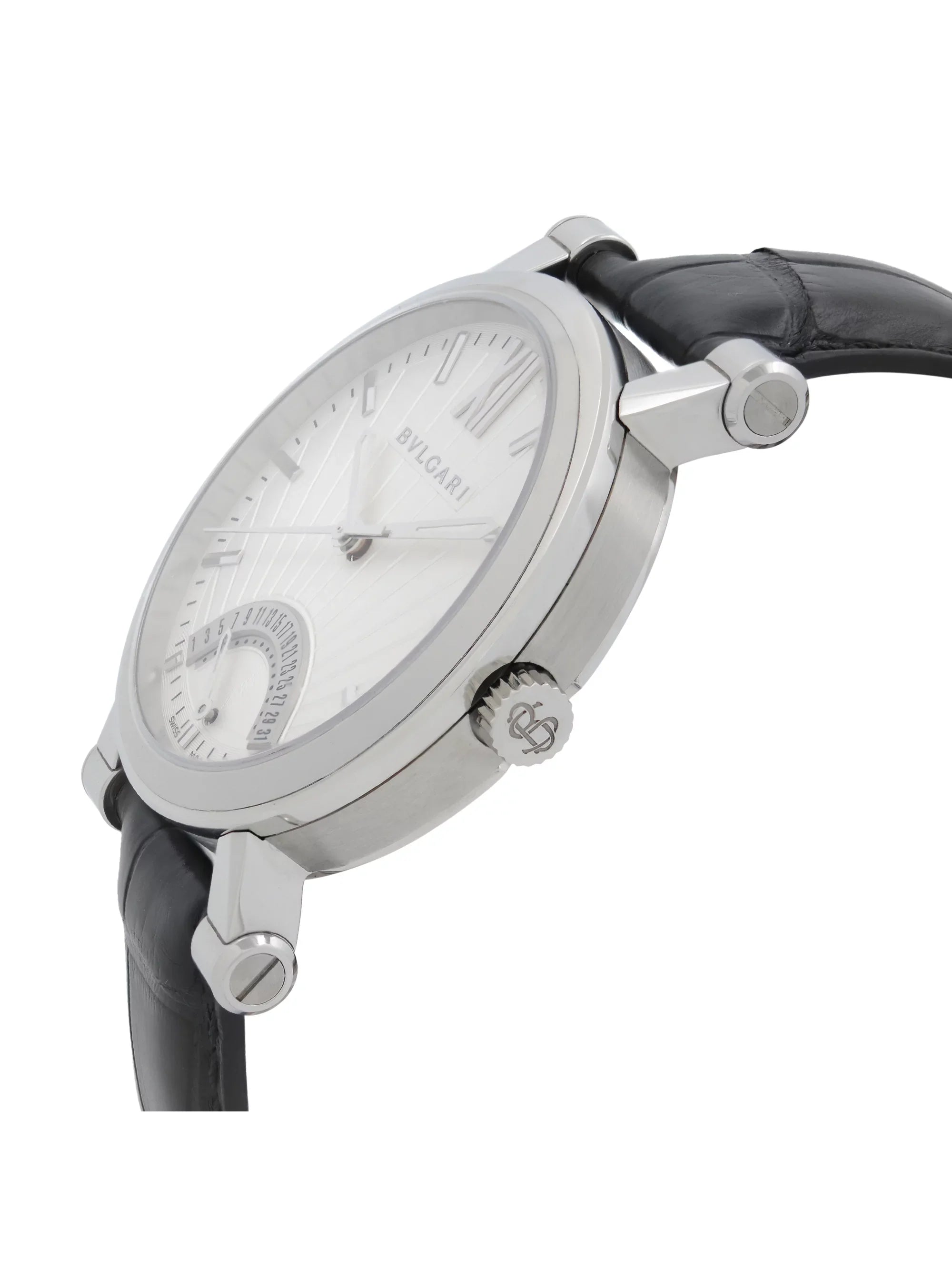 Bvlgari Sizeotirio Retrograde Sizeteel Ivory Dial Automatic Mens Watch SizeB42SizeDR