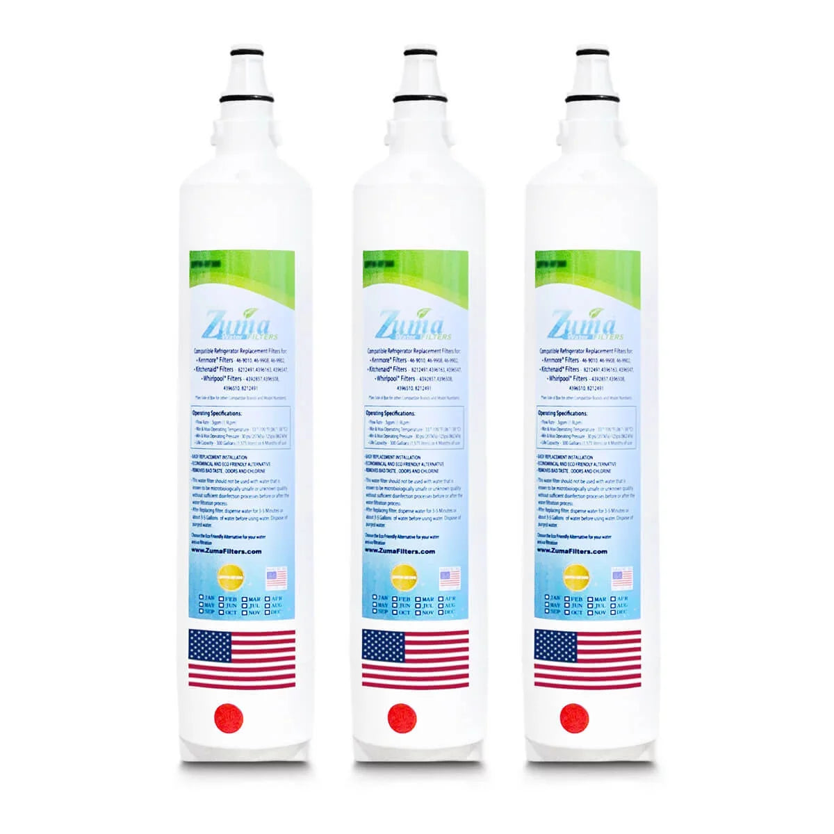 ZUMA Brand , Water Filters , Model # ZWFZ1-RF750 , Compatible with Sizeubzero® IT36CIIDLH - 3 Pack - Made in U.Size.A.
