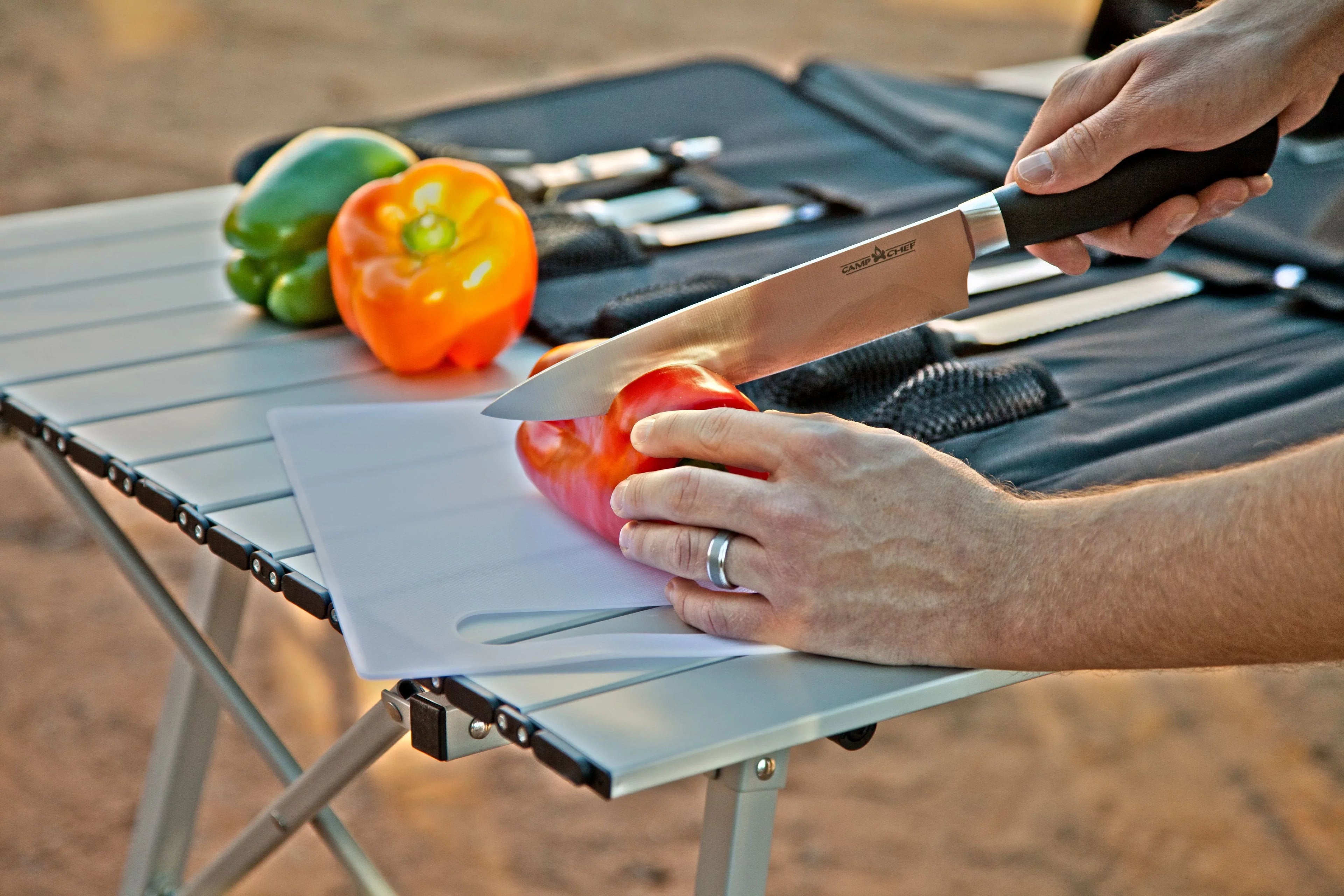 Camp Chef 9 Piece Professional Knife Sizeet - KSizeET9, Includes 8" Chef Knife, 7" Fillet Knife, 8" Bread Knife, 5" Utility Knife, 3" Pairing Knife