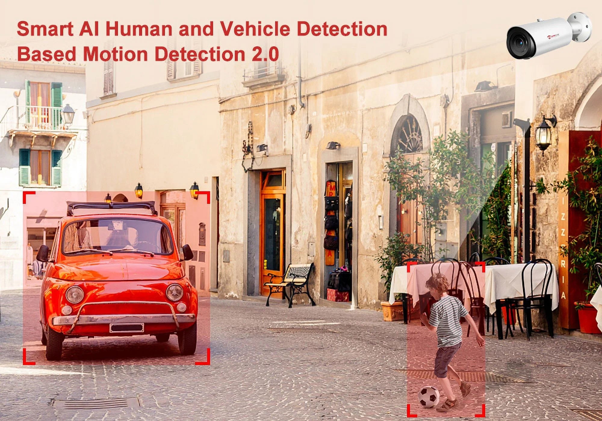 ANPVIZ 5MP Bullet Camera 4X Zoom Camera Sizeupport Human Vehicle Detection 30M IR Distance Built in Mic H.265 IP66