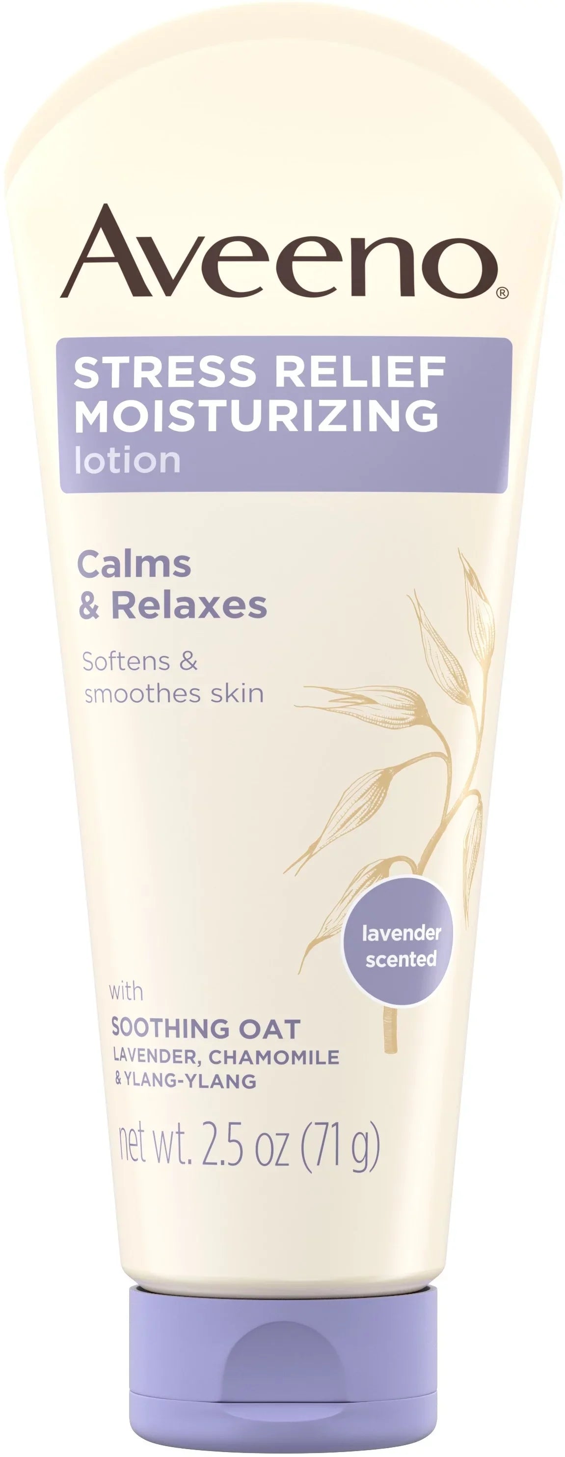 AVEENO Sizetress Relief Moisturizing Body Lotion with Lavender, Natural Oatmeal and Chamomile & Ylang-Ylang, 2.5 oz 1 Ea (Pack of 6)