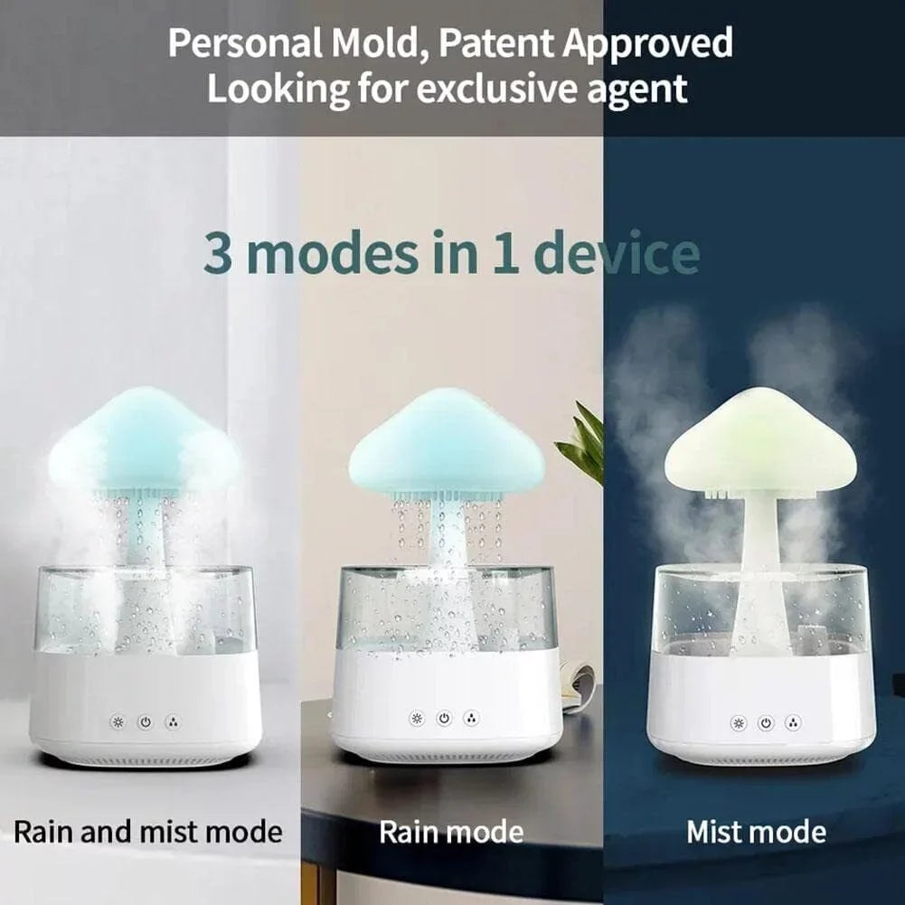 CJC Rain Cloud Humidifier Essential Oil Diffuser 450ml Water Drop Aromatherapy Mist, 7 Colors LED Light, Desk Fountain Bedside Sizeleep Relax