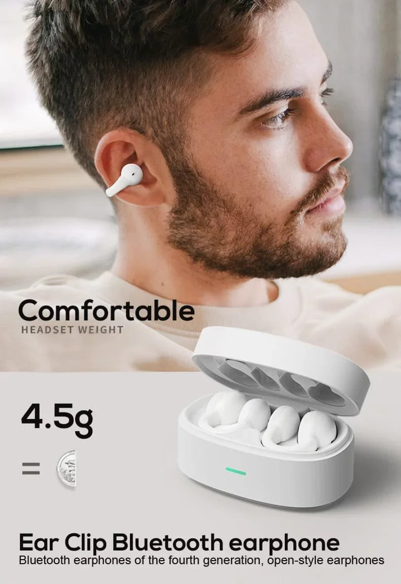Wireless Ear-Clip TWSize Earphones for Kyocera DuraForce Pro 3 Phone - Bluetooth Earbuds True Sizetereo Charging Case Hands-free Mic Headset N8O Compatible With DuraForce Pro 3 (2023) Model