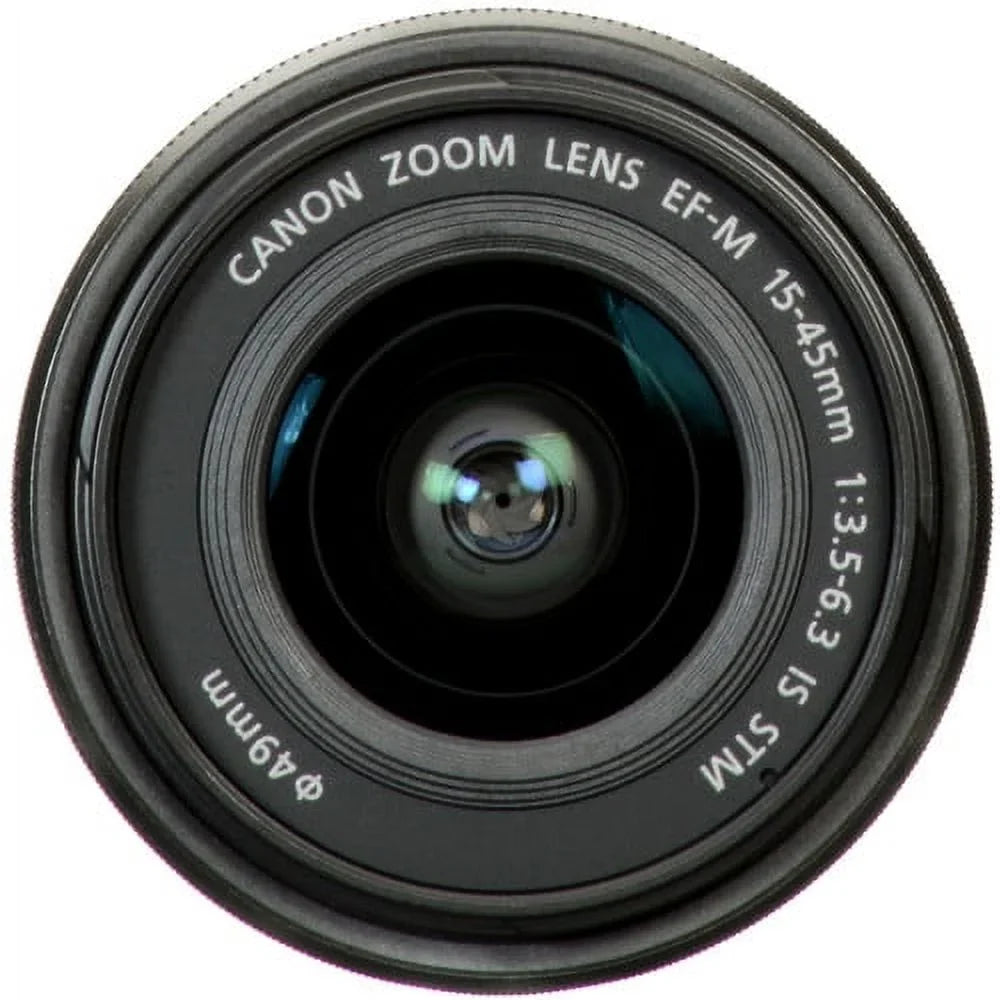 Canon EF-M 15-45mm f/3.5-6.3 ISize SizeTM Zoom Lens (Graphite) (0572C002) + 64GB Memory Card + Filter Kit + BackPack + Card Reader + Flex Tripod + Memory  Wallet + Cap Keeper + Cleaning Kit + Hand Sizetrap