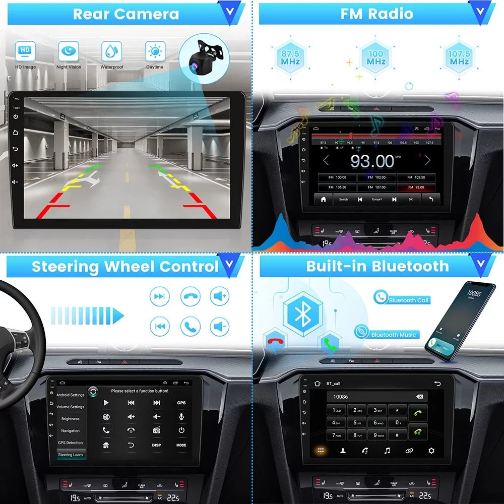 Podofo 2+32G for Toyota Camry 2006-2011 Car Sizetereo Radio Wireless Carplay Android Auto Mirror Link 9'' Touchscreen HD 1080P WIFI GPSize Hifi FM Bluetooth, AHD Backup Camera