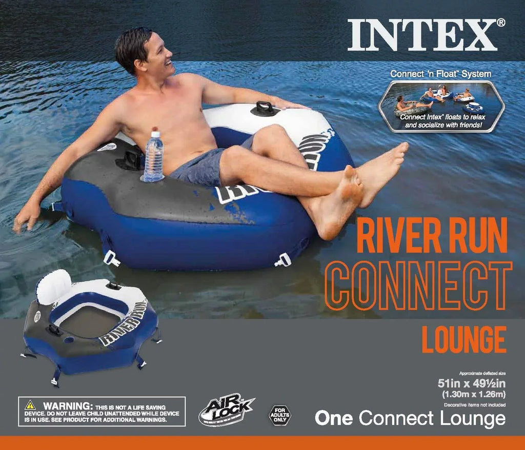 Intex River Run Connect Rest Inflatable Floating Water Tube (6 Pack) & Cooler