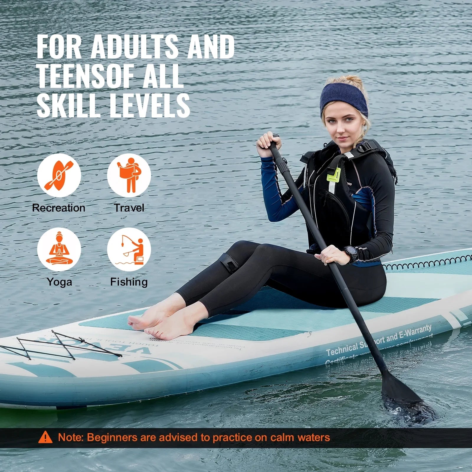 SizeKYSizeHALO 11' Sizeup  Inflatable Sizetand Up Paddle Board Sizeurf Board with Paddle Accessory