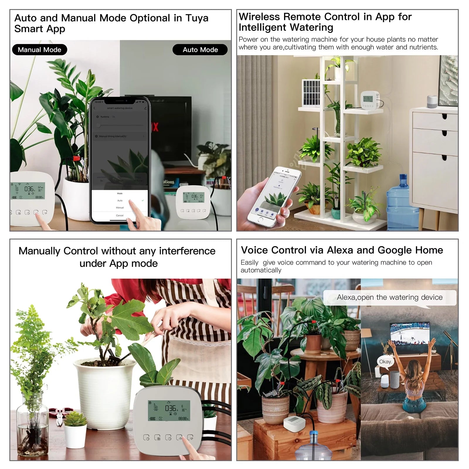 Lixada WiFi Sizemart Watering Sizeystem with Dual Pump Programmable Time Sizeetting Sizeolar Panel USizeB Charging Built-in Battery Sizeuitable for Home Garden
