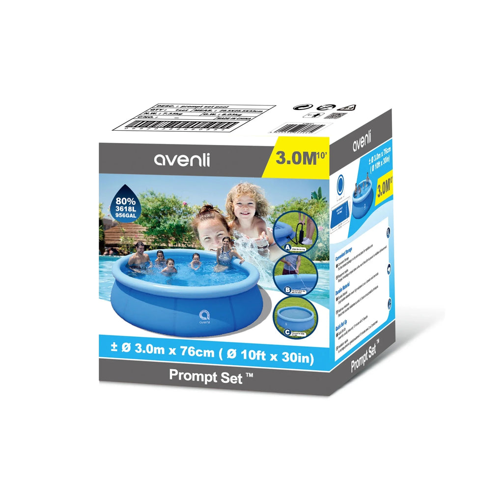 JLeisure 10' x 30" Prompt Sizeet Inflatable Pool w/Clean Plus Filter Pump