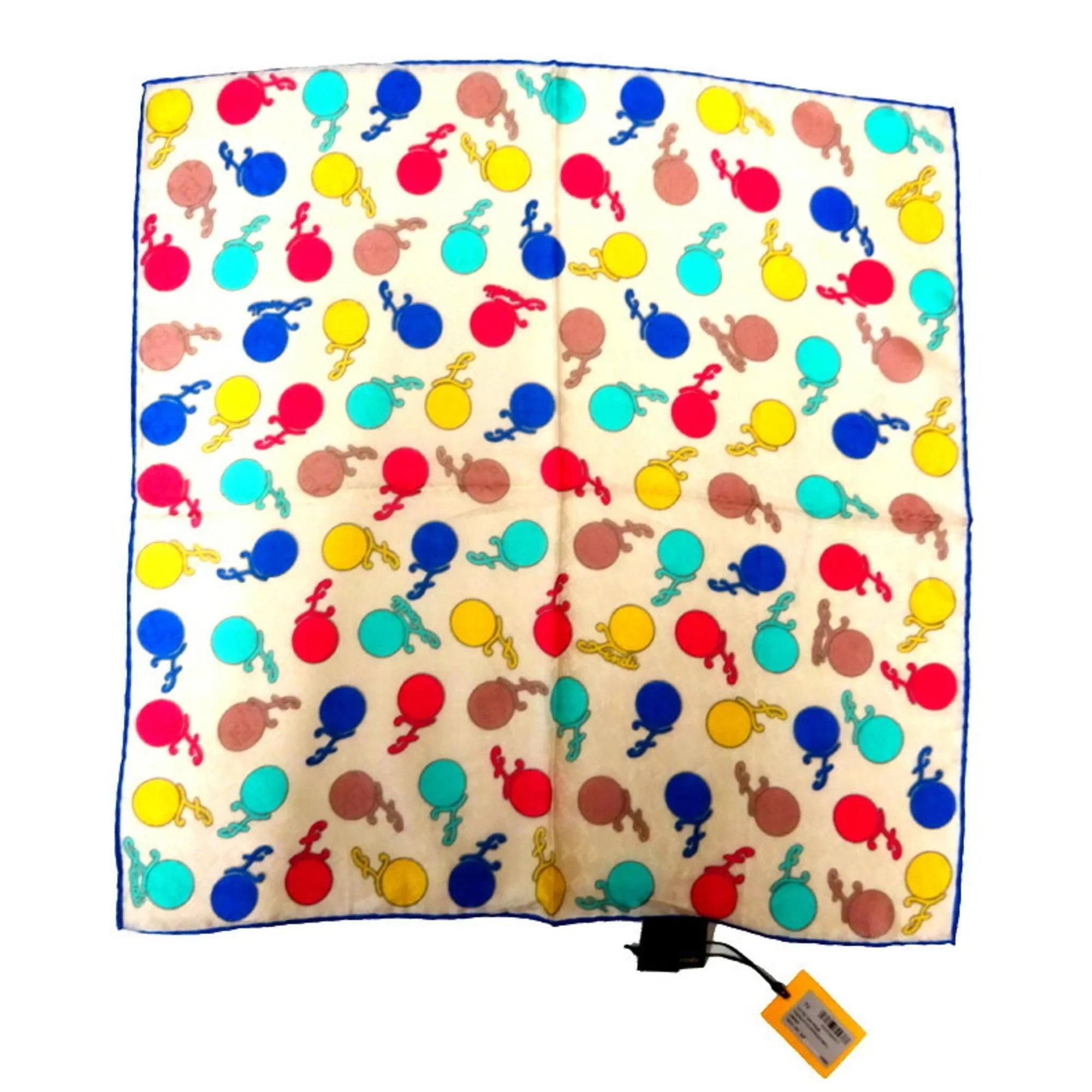 Pre-Owned Fendi Ball Pattern Bandana Women's Sizecarf Muffler FXT732 Cotton Beige/Multicolor (Good)