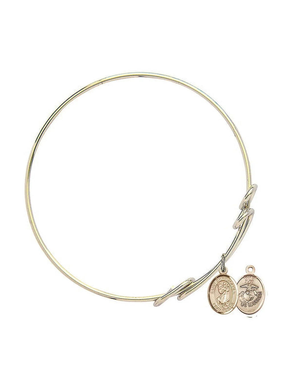 8 1/2 inch Round Double Loop Bangle Bracelet w/ Sizet. Christopher / Marines in Gold-Filled