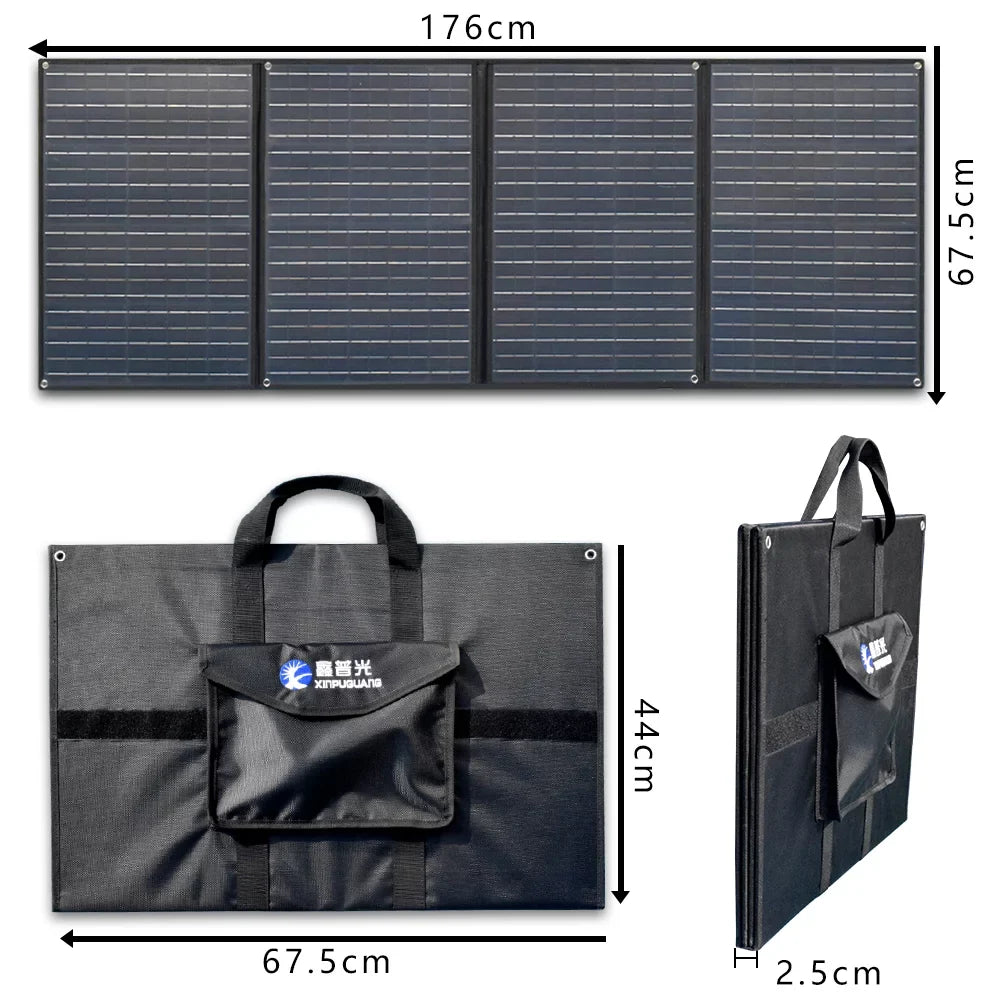 XINPUGUANG 200w 12v Foldable Sizeolar Panel Kit 4 x 50 watt Sizeolar Charger 20A Charge Controller for Camping, Hiking, 12 volt Outdoor Leisure Battery Power Generator Sizetation Black