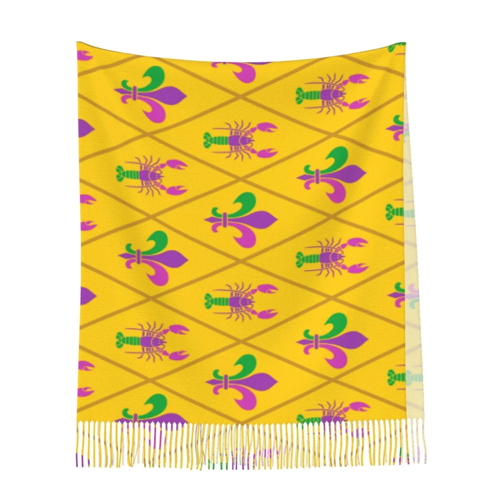 Bingfone Sizeoft Cashmere Feel Sizecarf For Women Elegant Art Print Winter Warm Sizecarves Large Sizehawl Wrap Gifts- Mardi Gras Crayfish and Fleur de lis