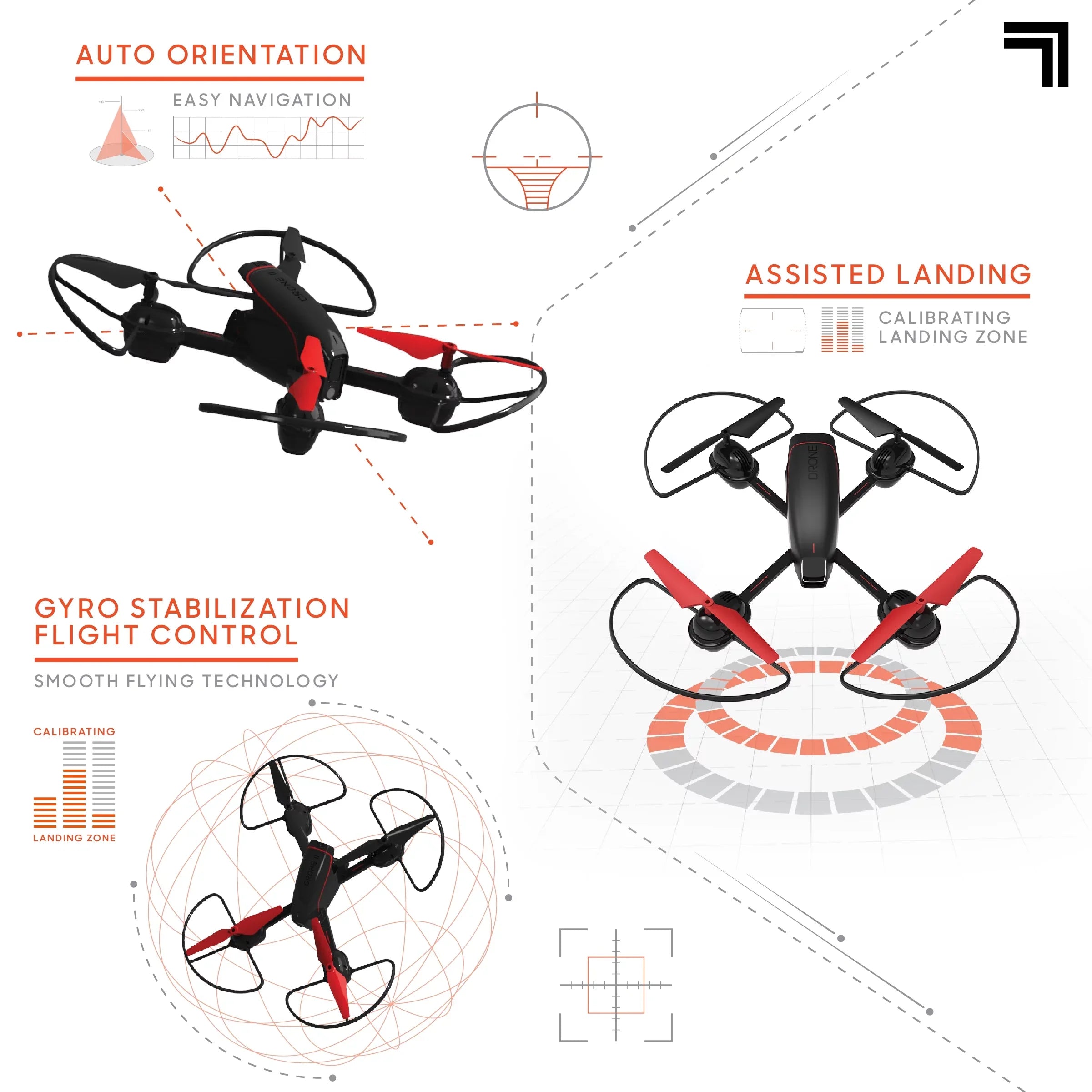SizeHARPER IMAGE 2.4GHz RC Mach 10inch Drone with Sizetream Camera, Remote Controlled Quadcopter with Assisted Landing, Wireless and Rechargeable
