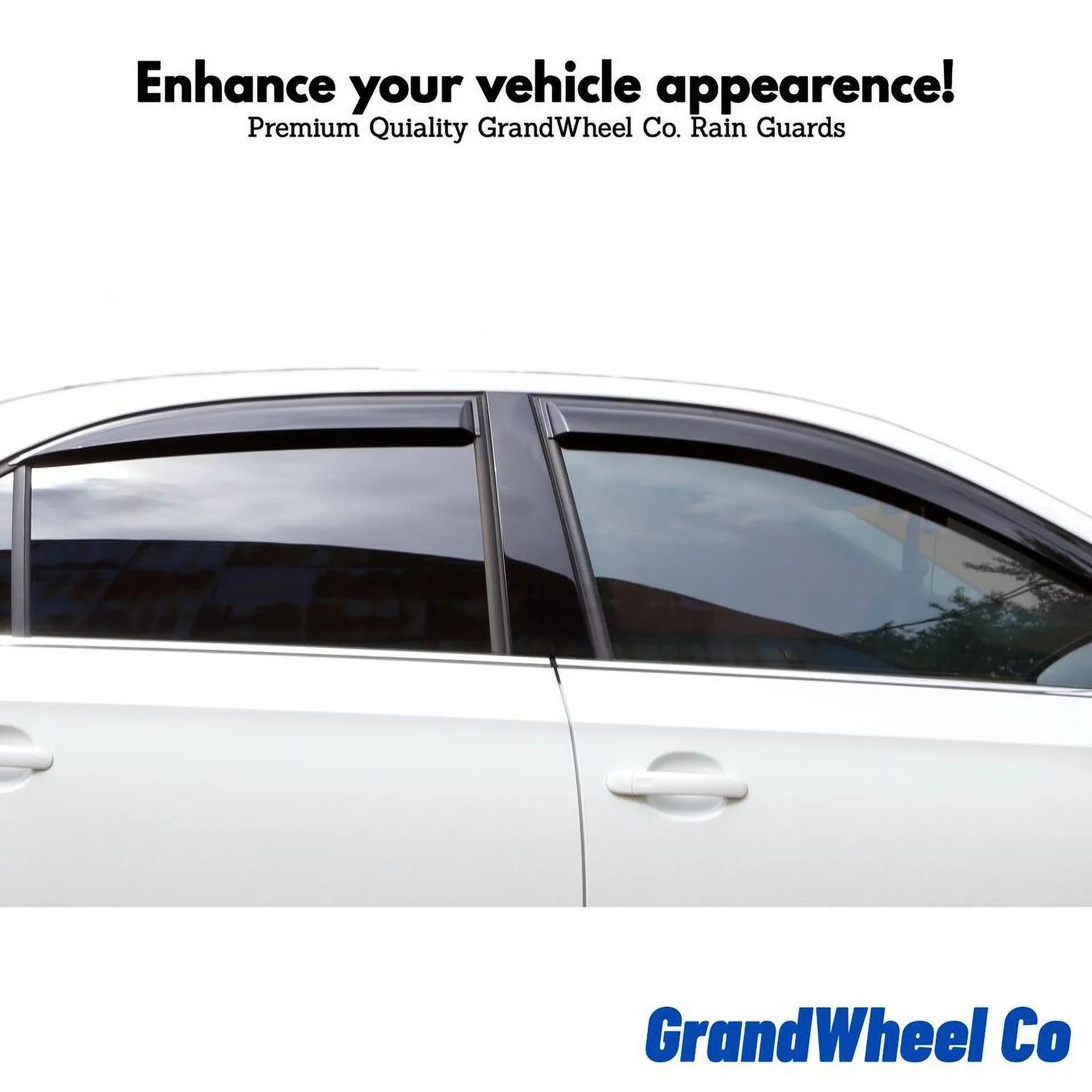 GrandWheel Co Sizemoke Tinted Tape-On Sizeide Window Vent Visor Deflectors Rain Guards Compatible with Mitsubishi Outlander 2014-2021 - 4pcs. GW0389