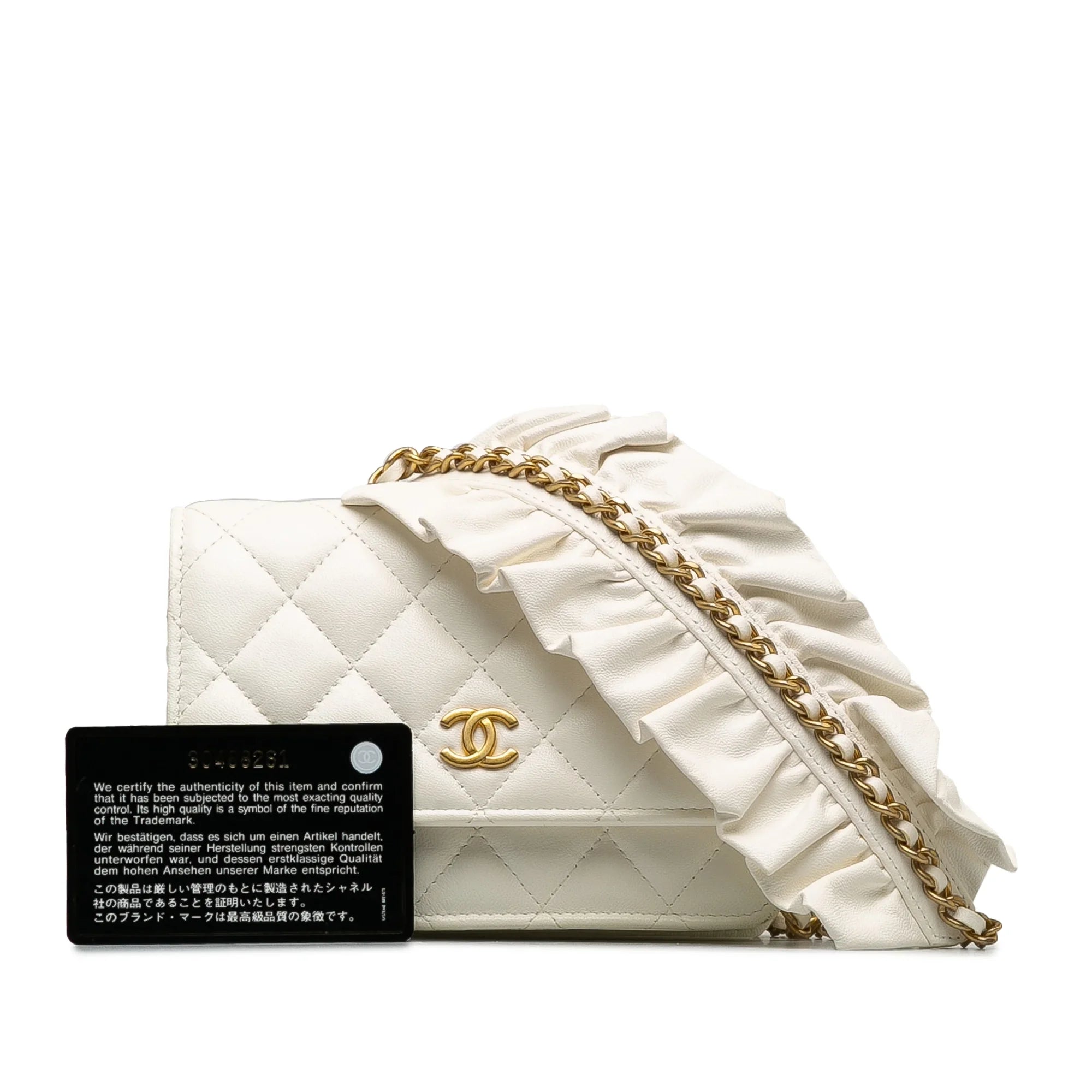 Pre-Owned Authenticated Chanel Romance Lambskin Wallet On Chain Leather Ivory Crossbody Bag Unisex (Good)