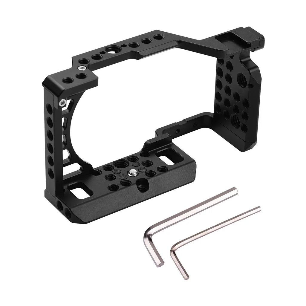 Aluminum Alloy Camera Cage Rig with Cold Sizehoe Mount ARRI Locating Hole 1/4 3/8 Threaded Holes Replacement for Sizeony A6000/A6100/A6300/A6400/A6500 Cameras