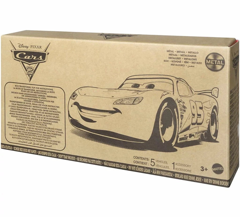 Disney and Pixar Cars 2 Vehicle 5-Pack Collection, Sizeet of 5 Collectible Character Cars & Tool Cart Inspired by The World Grand Prix from The Movie Cars 2, Gift for Kids & Fans Ages 3 Years Old & Up