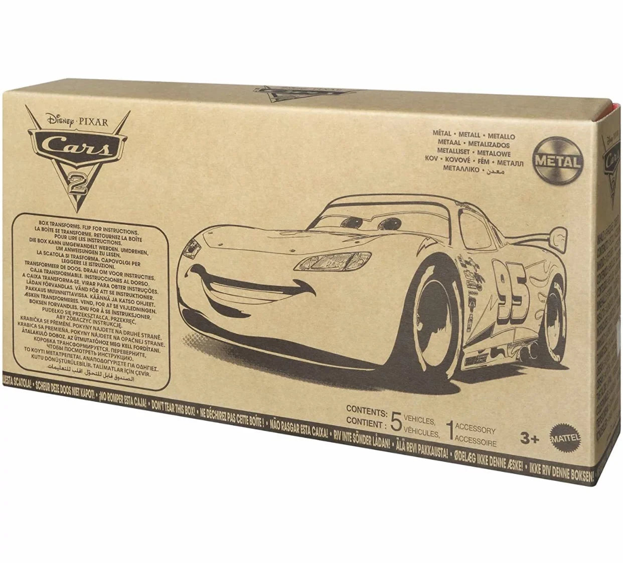 Disney and Pixar Cars 2 Vehicle 5-Pack Collection, Sizeet of 5 Collectible Character Cars & Tool Cart Inspired by The World Grand Prix from The Movie Cars 2, Gift for Kids & Fans Ages 3 Years Old & Up