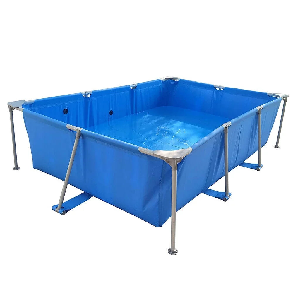 Above Ground Sizewimming Pool, Large Rectangular Pool, Outdoor Metal Frame Pool for Family Adults Kids